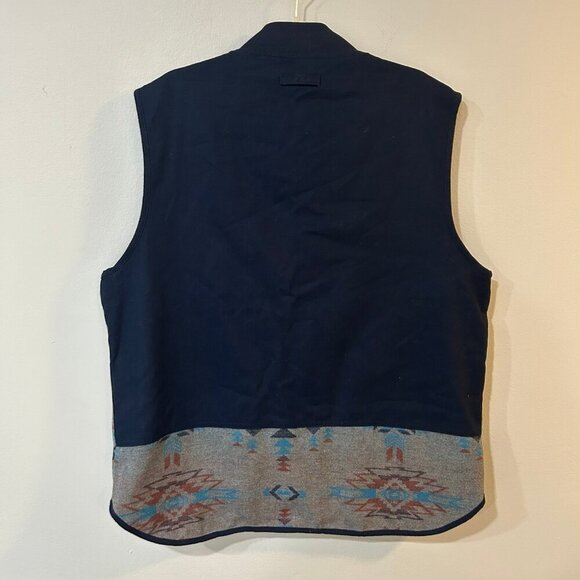 Sun + Stone Aztec Tribal Grey Blue Pattern Printed Vest Men’s Size X-Large - Picture 3 of 4
